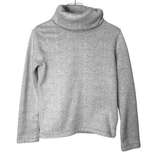 J. Crew Mercantile Glen Plaid Gray/White Funnel Neck Fleece Pullover Size Small